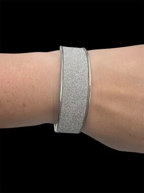 Silver Glitter Cuff Bracelet - Women's Fashion Jewelry